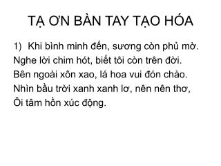 TẠ ƠN BÀN TAY TẠO HÓA