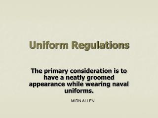 Uniform Regulations