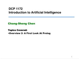 DCP 1172 Introduction to Artificial Intelligence