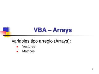 VBA – Arrays