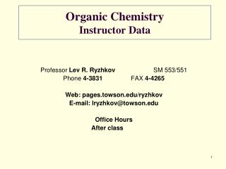 Organic Chemistry Instructor Data