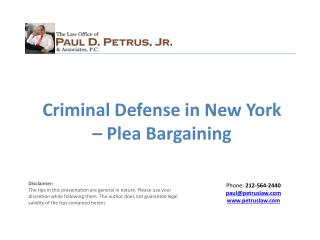 Criminal Defense in New York – Plea Bargaining