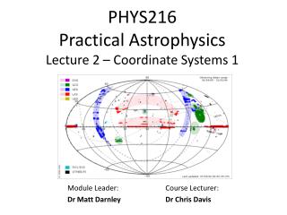 PHYS216 Practical Astrophysics Lecture 2 – Coordinate Systems 1