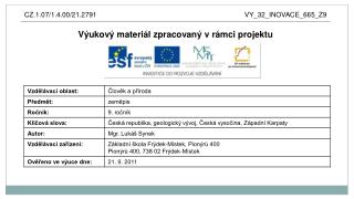 Výukový materiál zpracovaný v rámci projektu