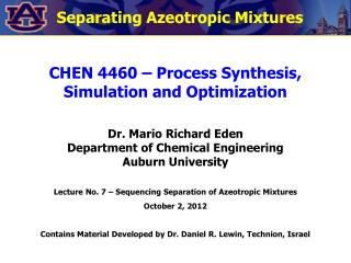 Separating Azeotropic Mixtures