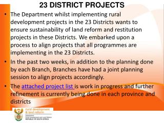 23 DISTRICT PROJECTS