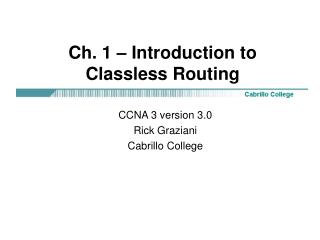 Ch. 1 – Introduction to Classless Routing