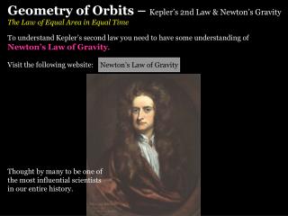 Geometry of Orbits – Kepler’s 2nd Law &amp; Newton’s Gravity The Law of Equal Area in Equal Time