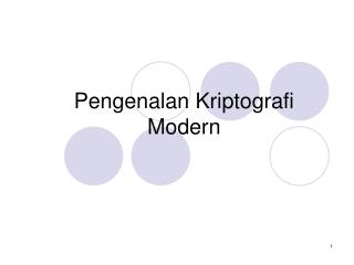 Pengenalan Kriptografi Modern