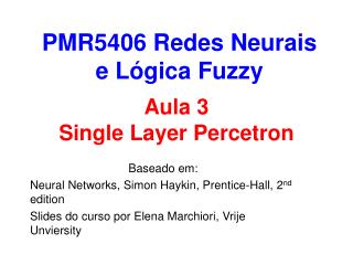 Aula 3 Single Layer Percetron