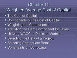 Chapter 11 Weighted Average Cost of Capital