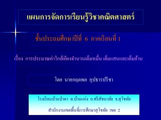 แผนการจัดการเรียนรู้วิชาคณิตศาสตร์