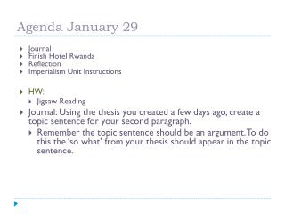 Agenda January 29