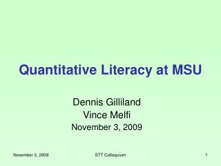 Quantitative Literacy at MSU