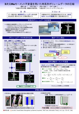 3 次元 Hu モーメント不変量を用いた時系列ボリュームデータの圧縮 服部 雄一 † 　中澤 篤志 †‡ 　町田 貴史 †‡ 　竹村 治雄 †‡