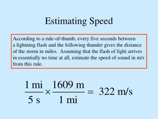 Estimating Speed