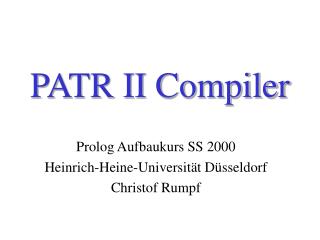 PATR II Compiler