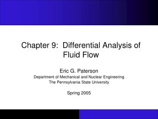 Chapter 9: Differential Analysis of Fluid Flow