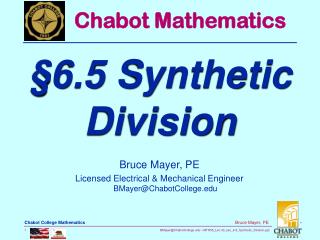 Bruce Mayer, PE Licensed Electrical &amp; Mechanical Engineer BMayer@ChabotCollege