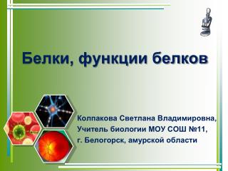 Колпакова Светлана Владимировна, Учитель биологии МОУ СОШ №11, г. Белогорск, амурской области