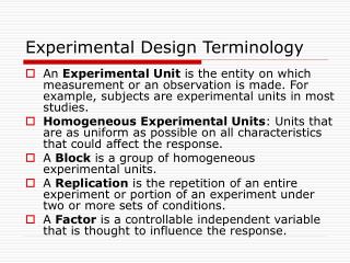 Experimental Design Terminology