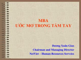 MBA ƯỚC MƠ TRONG TẦM TAY