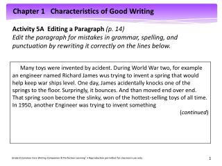 Activity 5A Editing a Paragraph (p. 14)