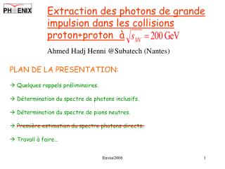 Extrac tion des photons de grande impulsion dans les collisions proton+proton à