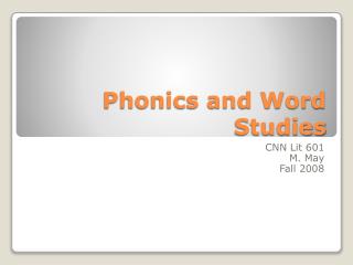 Phonics and Word Studies