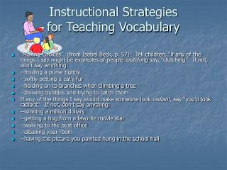 Instructional Strategies for Teaching Vocabulary