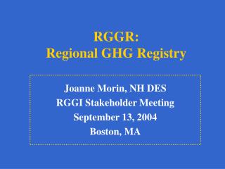 RGGR: Regional GHG Registry