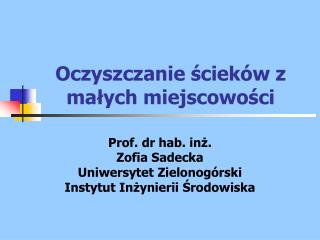 Oczyszczanie ścieków z małych miejscowości