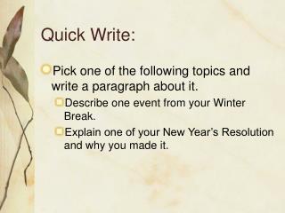 Quick Write: