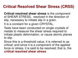 Critical Resolved Shear Stress (CRSS)