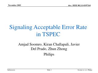Signaling Acceptable Error Rate in TSPEC