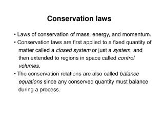 Conservation laws