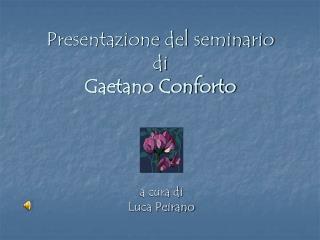 Presentazione del seminario di Gaetano Conforto