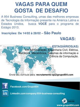 VAGAS PARA QUEM GOSTA DE DESAFIO