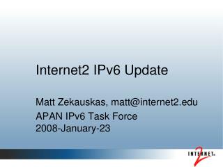 Internet2 IPv6 Update