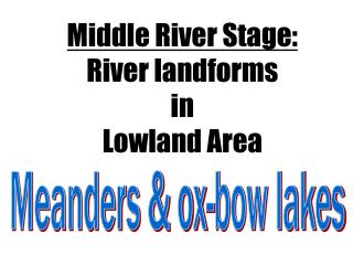 Middle River Stage: River landforms in Lowland Area