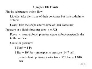 Chapter 10: Fluids