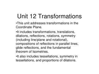 Unit 12 Transformations