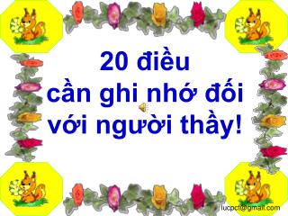 20 điều cần ghi nhớ đối với người thầy!