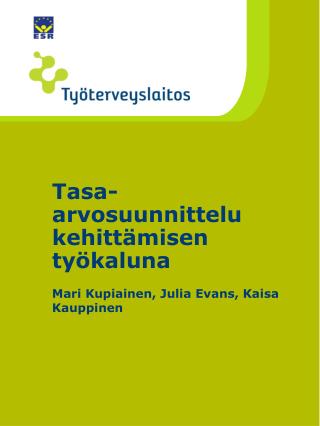 Tasa-arvosuunnittelu kehittämisen työkaluna