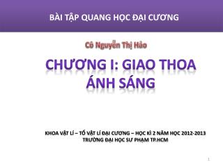 BÀI TẬP QUANG HỌC ĐẠI CƯƠNG