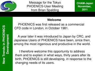 Message for the Tokyo PHOENICS-User Meeting from Brian Spalding