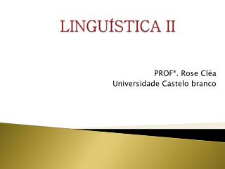 LINGUÍSTICA II