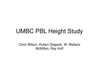 UMBC PBL Height Study