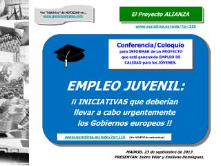 EMPLEO JUVENIL: ¡¡ INICIATIVAS que deberían llevar a cabo urgentemente