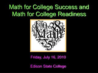 Math for College Success and Math for College Readiness